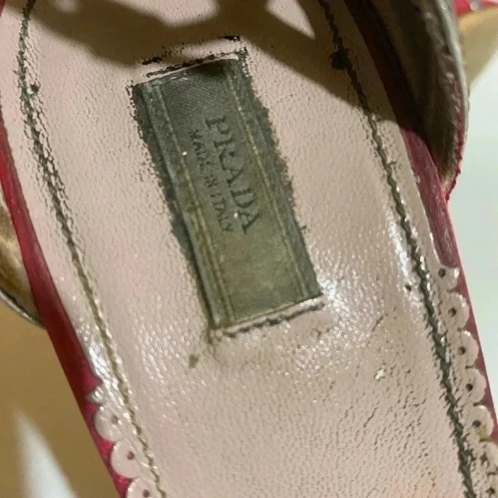 Prada pink satin & snakeskin high heel size 38.5